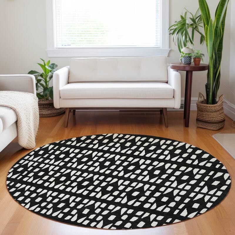 Machine Washable Indoor/ Outdoor Contemporary Imprints Chantille Rug
