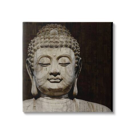 Stupell Industries Closed Eye Buddha Shrine Figure Portrait Canvas Wall Art - Black