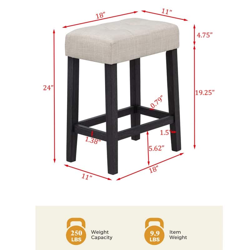Best Master Furniture Delane Beige Charcoal Backless Bar Stool (Set of 2) - N/A
