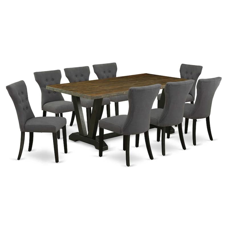 Bohemian Dining Set - 9 Piece Kitchen Table Set - 8 Chairs & Small Table - Solid Wood