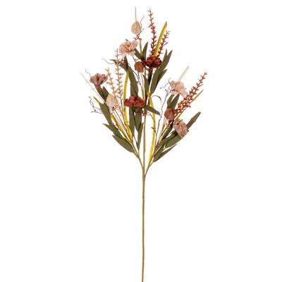 Vickerman 31" Brown and Cream Artificial Carnation and Chinese Lantern Spray, 2 per bag.