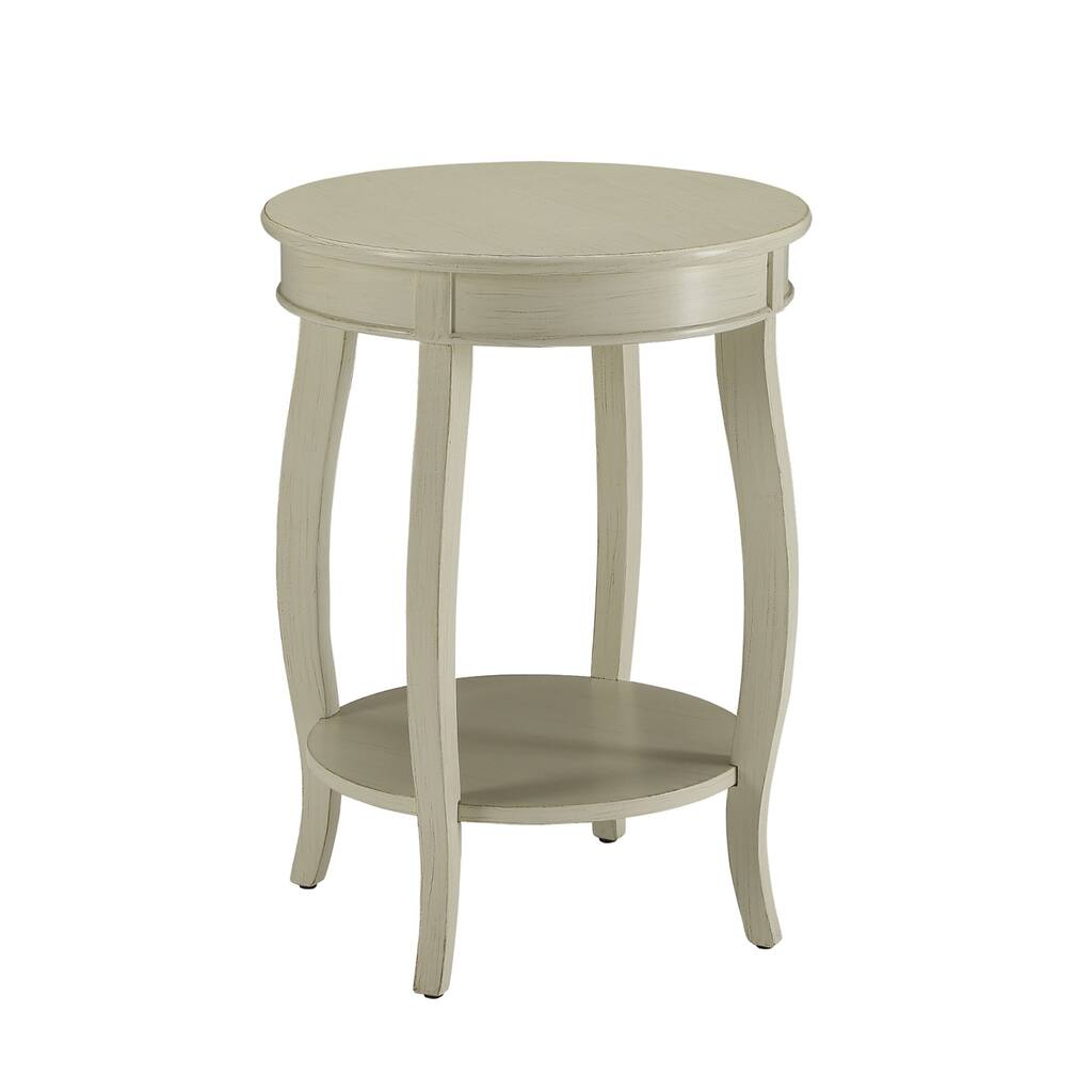 Round Wooden Accent Table with 1 Shelf