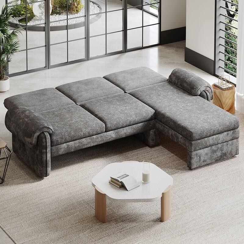 94.1" Versatile Sleeper Sofa, Reversible Chaise and 2 Pillows Included