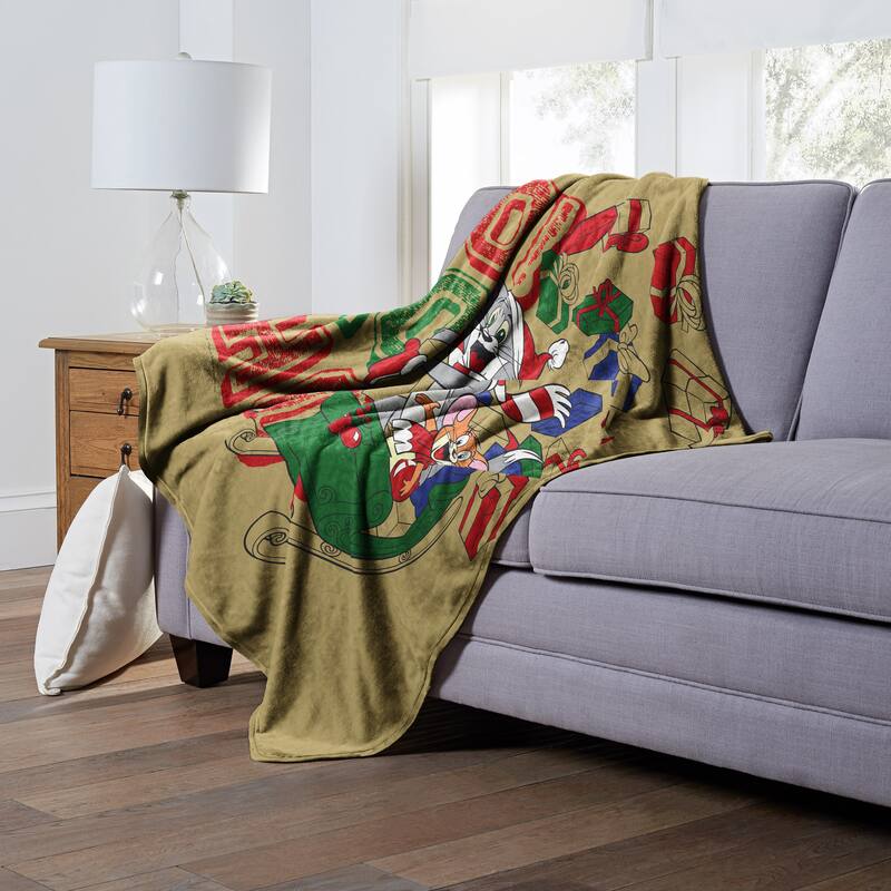 Warner Brothers Tom and Jerry Present Delivery Silk Touch Throw Blanket