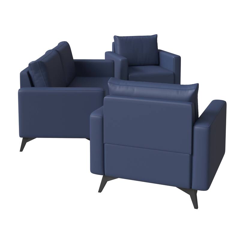 3-Piece Sofa Set Upholstered in Leather Inno Series by LeisureMod