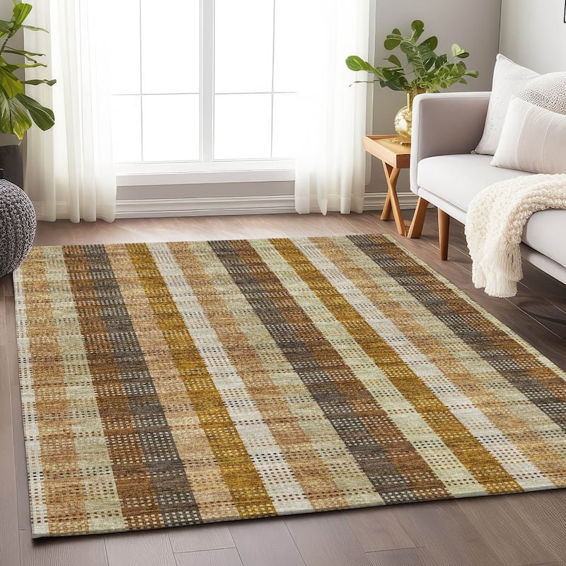 Premium Washable Super Soft Modern Plaid Mayfield Rug - Wheat - 3' x 5'
