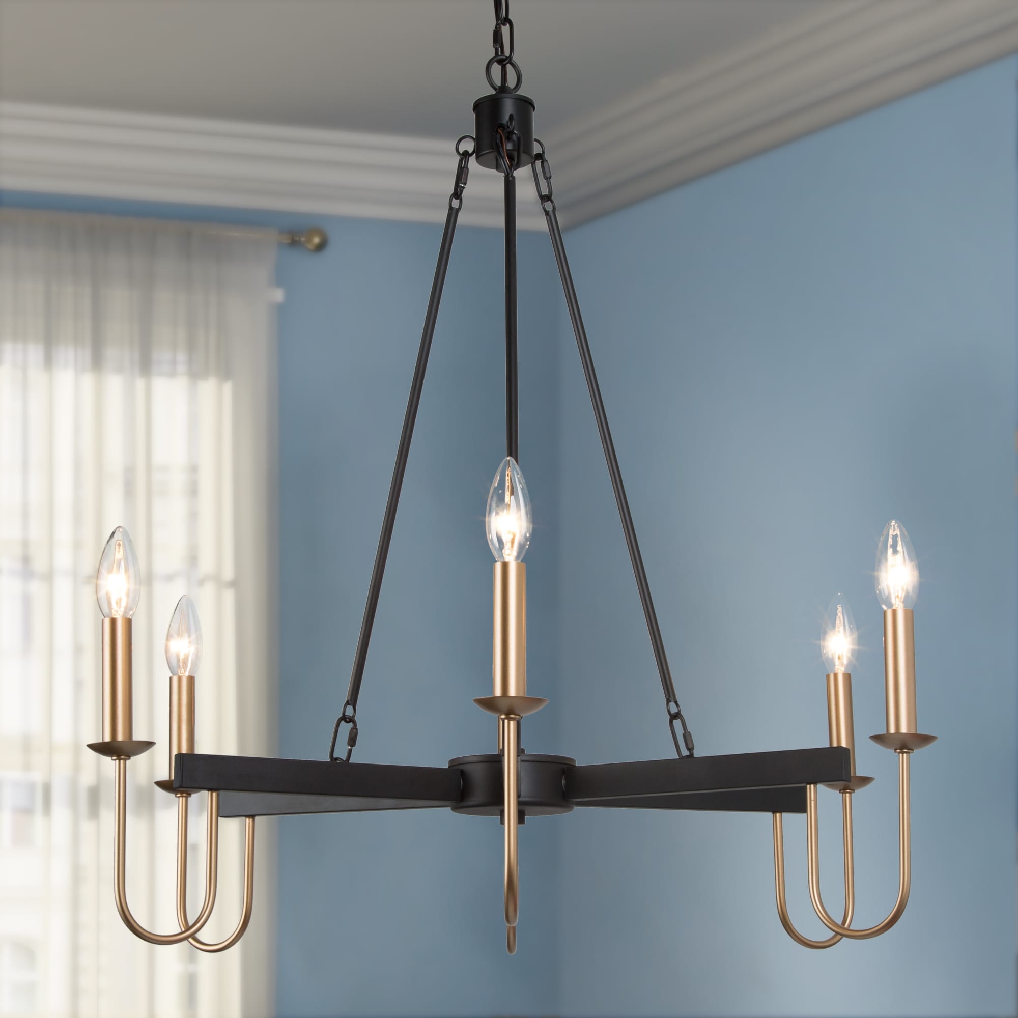 品揃え豊富で Gold Black Modern 6-Light Chandelier Pendant Candle Metal その他