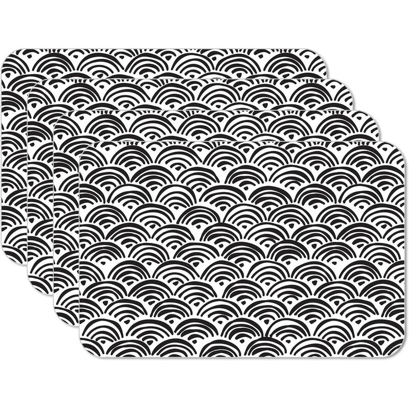 SOMU 4 Pack Reversible Easy Care Flexible Plastic Placemats Made in The USA BPA Free Easily Wipes Clean - Multi
