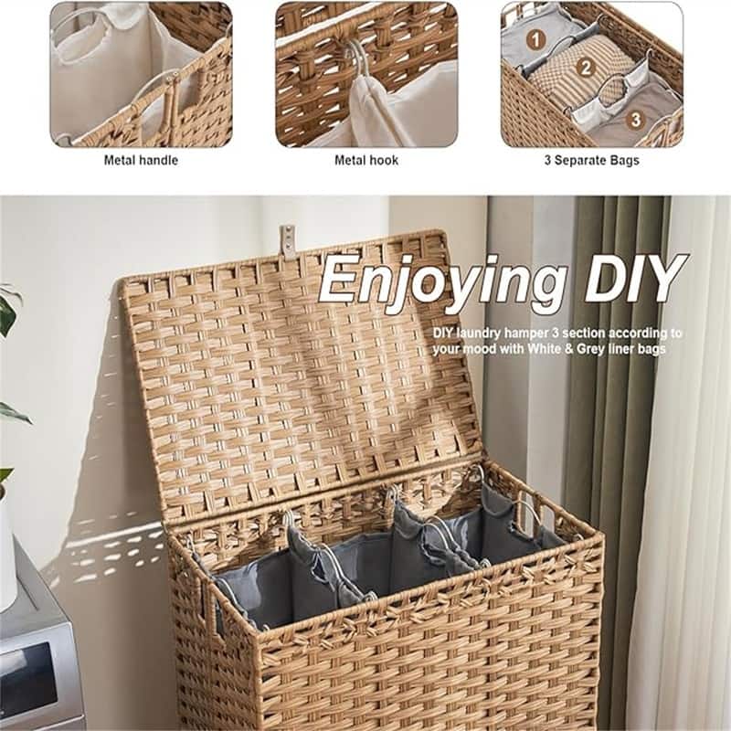 Laundry Hamper with Lid, 190L Large Laundry - 25.98"L x 15.75"W x 28.55"H