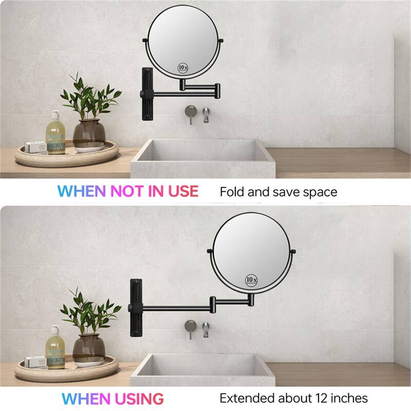 8" 1x/10x Magnifying Double Sided Wall Mounted Makeup Mirror