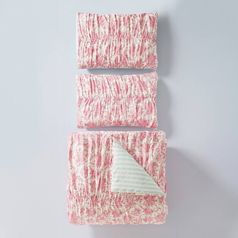 Fancy Toile Ruched Cotton Sateen Comforter Set by Junk Gypsy