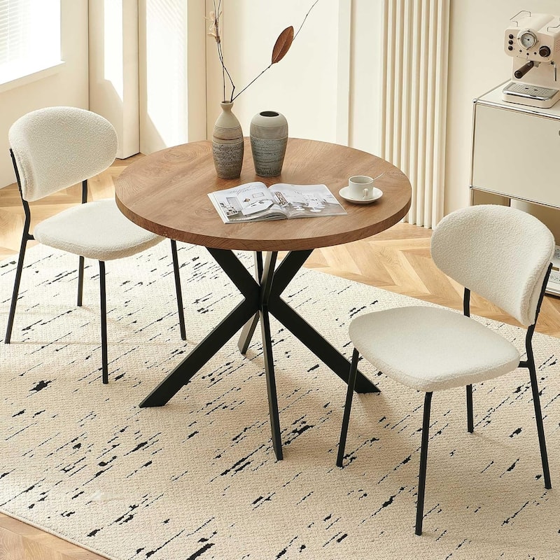 Howtai Round Kitchen Dining Chairs Upholstered,Metal Legs