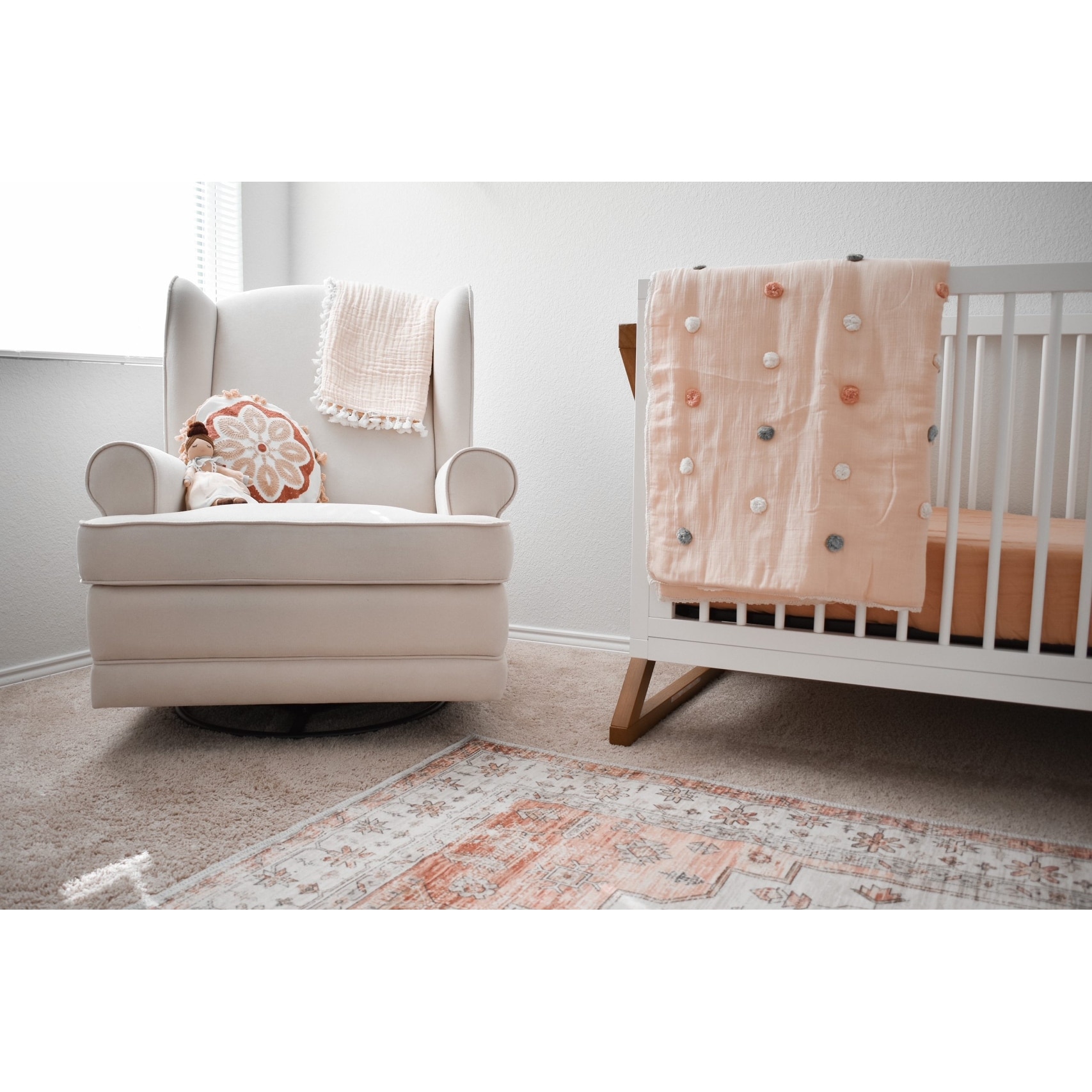 Crane Baby Pink Nursery Pillow Velvet