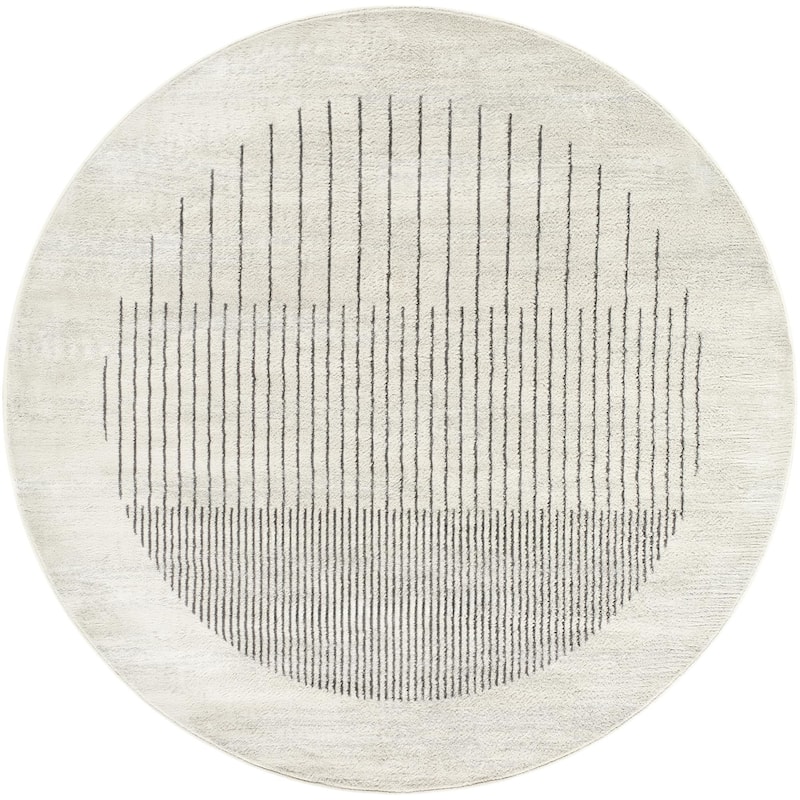 Livabliss Floransa Transitional Area Rug - 7' 10" x 7' 10" - Grey/Off-White - Round