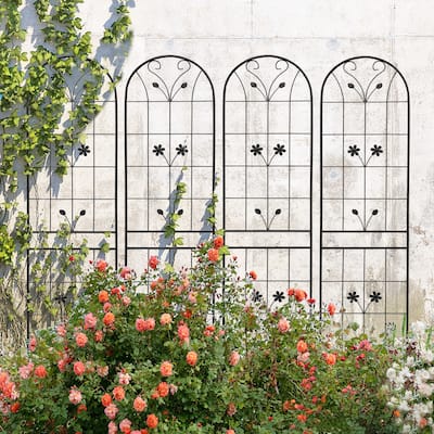 4 Pack Metal Garden Trellis 86.7" x 19.7" Rustproof Trellis for Climbing Plants Outdoor Flower Support