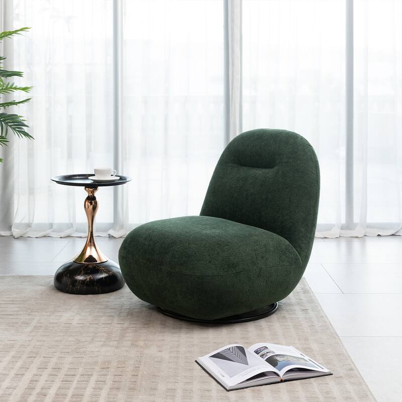 Velvet Swivel Accent Chair with Wood Frame