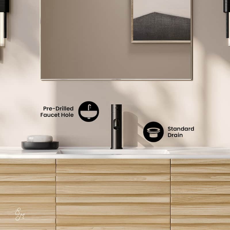 Cascade 48" Wall-Mounted Bathroom Vanity In Natural Oak With Sink Top - 48