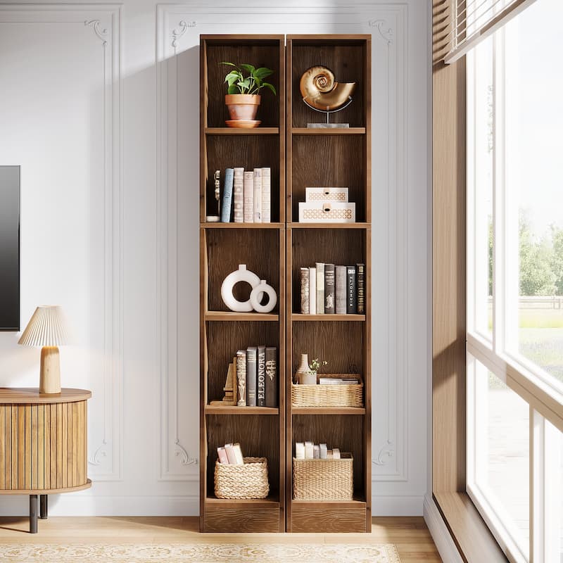 5-tier Narrow Corner Bookcase For Home Office, Bedroom, Small Spaces