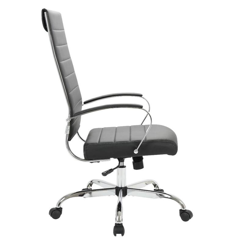 Benmar Leather Executive Office Chair with Chrome Frame, Adjustable Height, Tilt Lock, 360° Swivel, and Smooth Rolling Casters