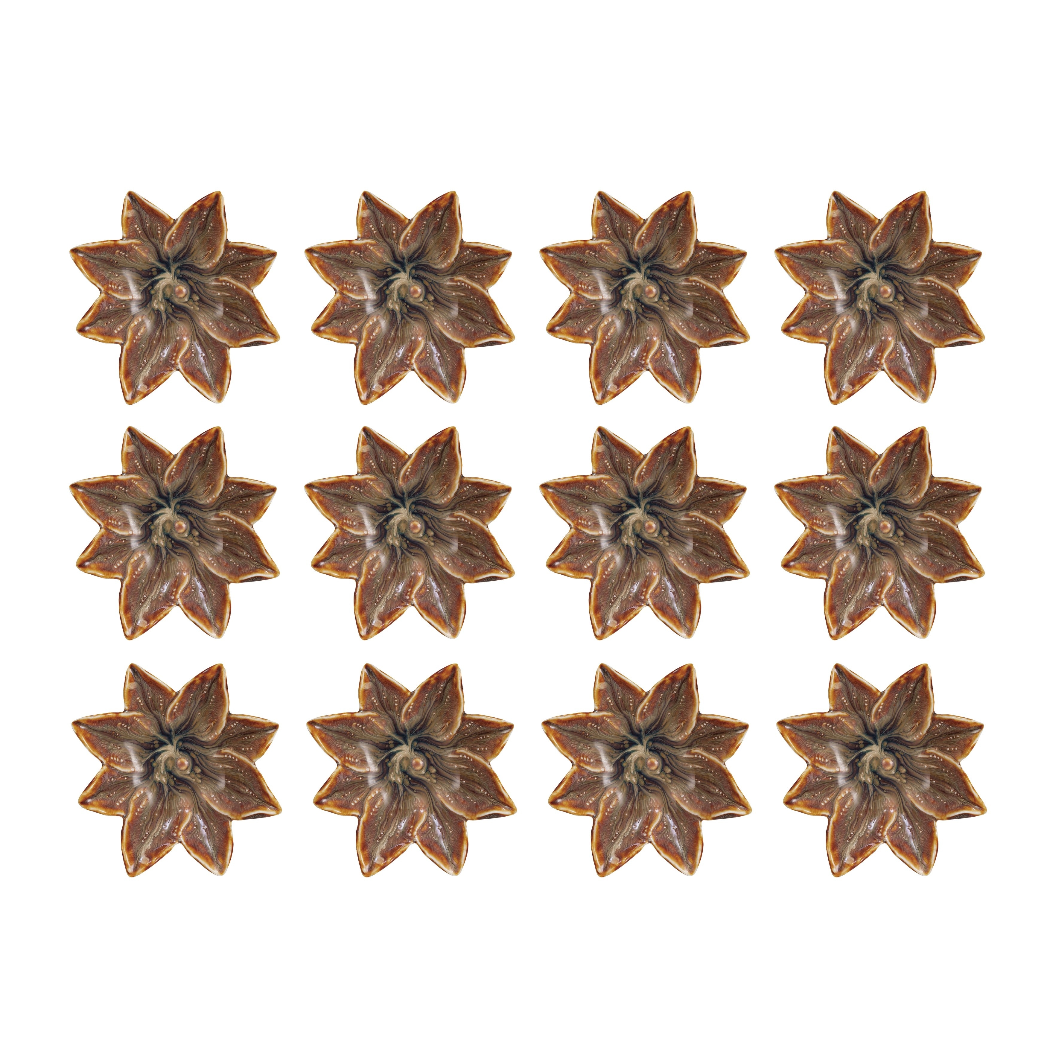 Stoneware Flower Plate with Glaze