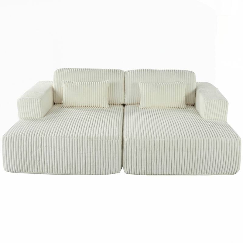 Corduroy Double Sofa Bed with 2 Pillows