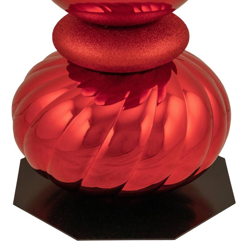 54" Shiny Red Glittered Topiary Finial Tower Christmas Decor