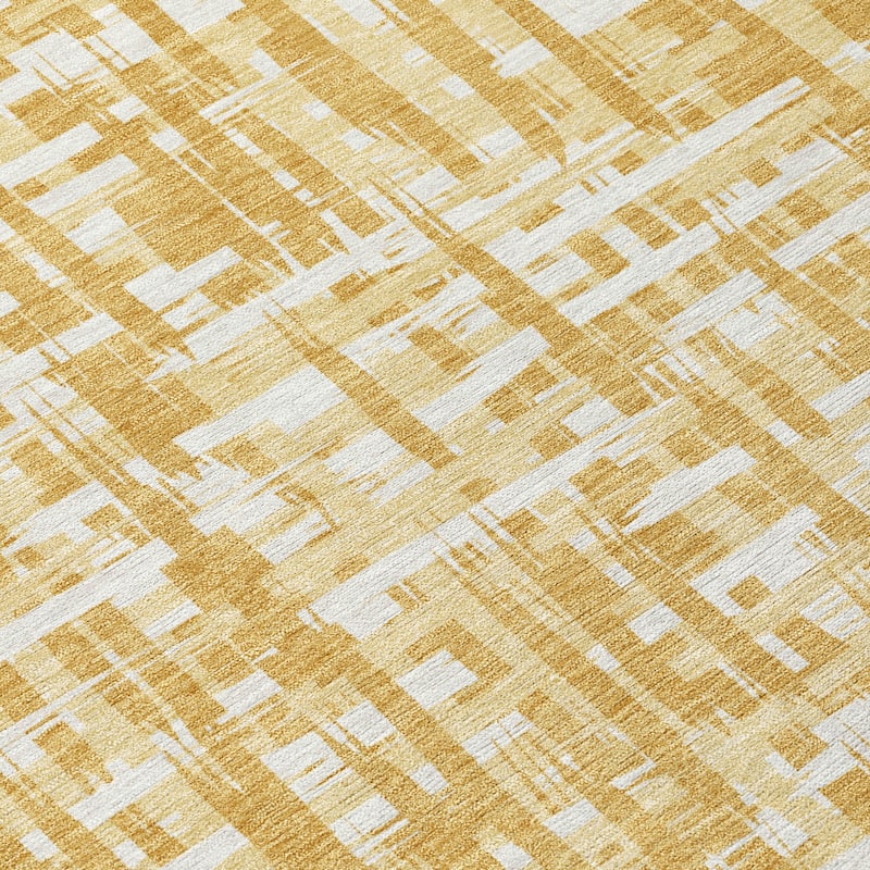 Machine Washable Indoor/ Outdoor Modern Crosshatch Chantille Rug
