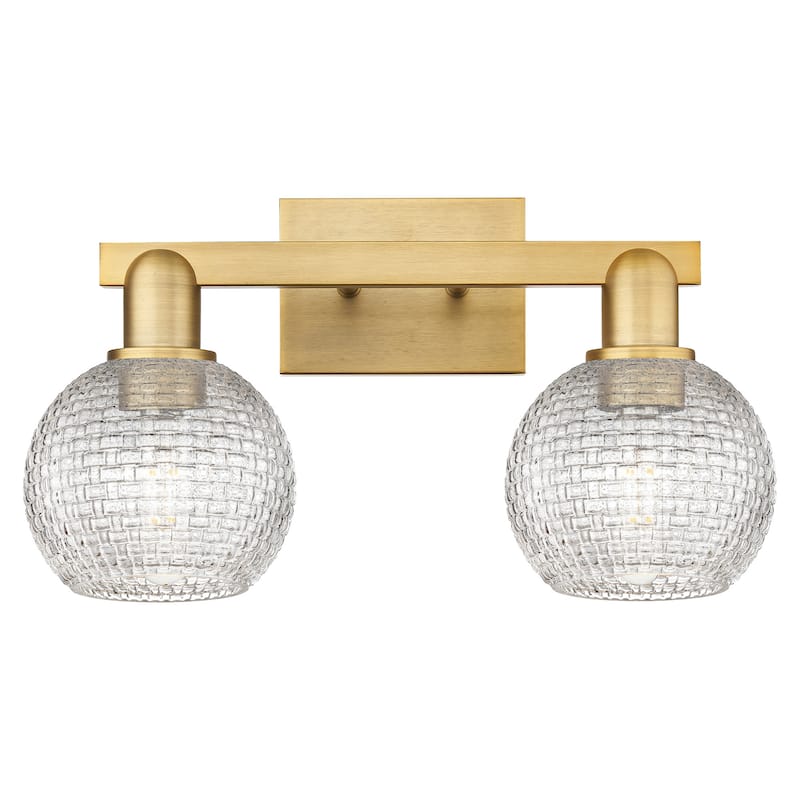 Innovations Lighting 716-2W-10-17 Athens Vanity Athens 2 Light 17" - Brushed Brass / Clear Basketweave