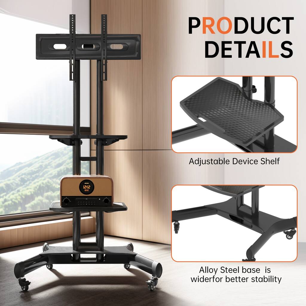 Universal Swivel TV Stand for 32-80 inch TVs, Height Adjustable Table Top TV Stand Mount with Tilt, Max VESA 600x400mm, Black