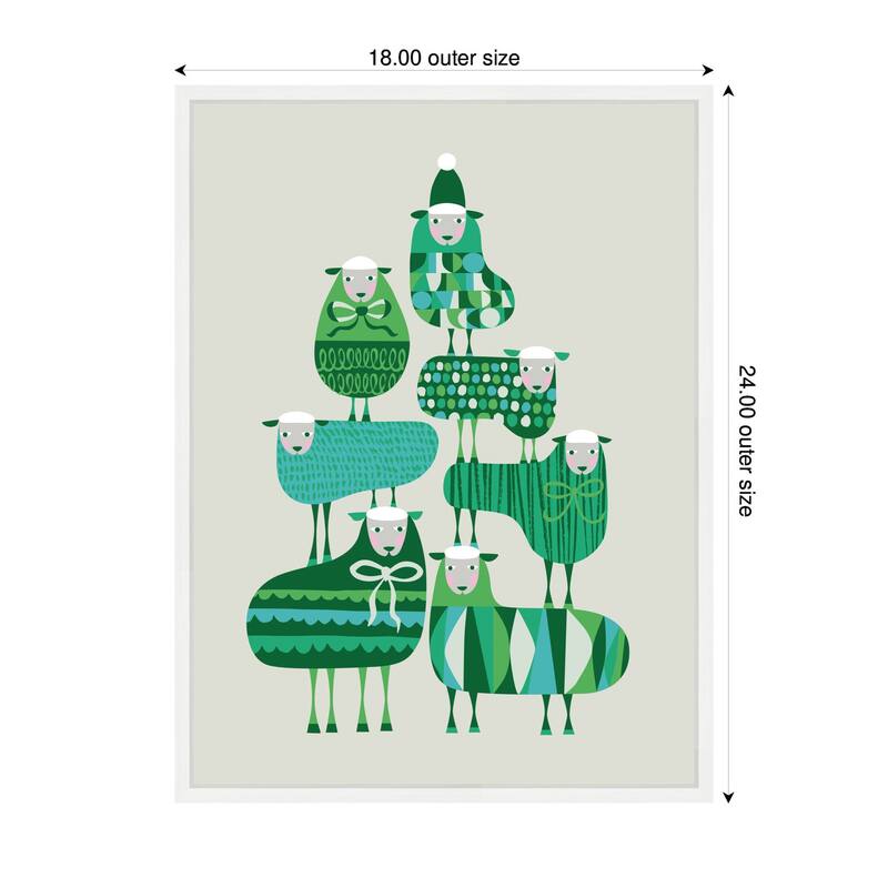 Kate and Laurel Framed Canvas Christmas Sheep by Rachel Lee