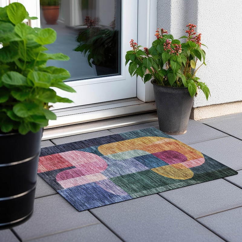 Machine Washable Indoor/ Outdoor Contemporary Deco Chantille Rug