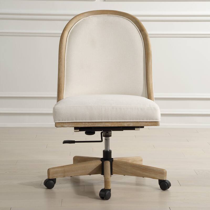 Solid Curved Back Adjustable Desk Chair - 37.5" - White and Brown
