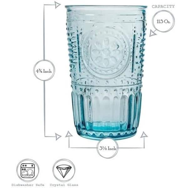 dimension image slide 1 of 3, Bormioli Rocco Set of 6 Romantic Glass Victorian Tumblers