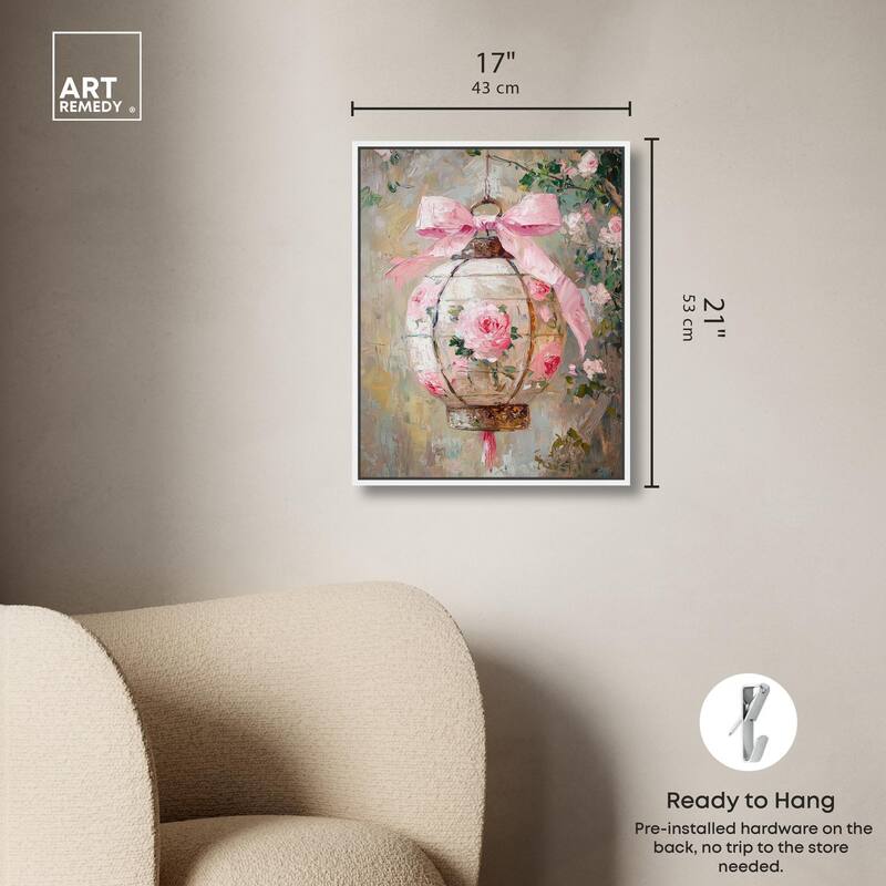 Rose Garden Lantern Canvas by Art Remedy