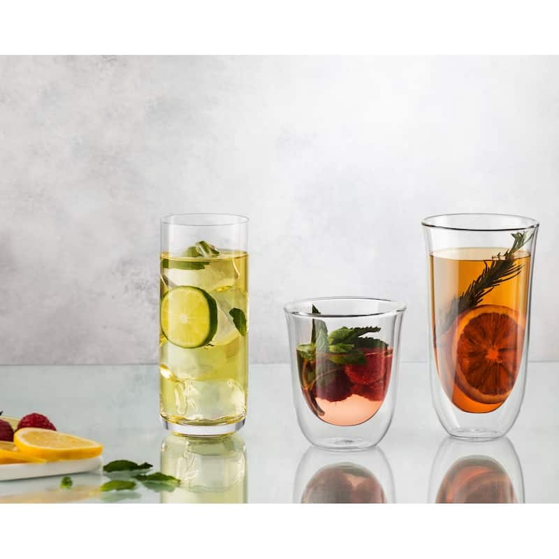 JoyJolt Spike Double Wall Glasses, 13.5 Ounce Cocktail Drinkware Glass set of 2