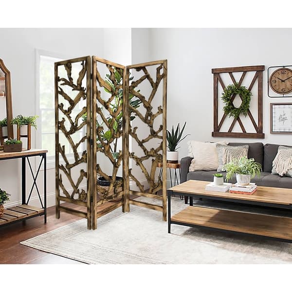 3 Panel Room Divider With Tropical Leaf 3 Panel Room Divider With Tropical Leaf