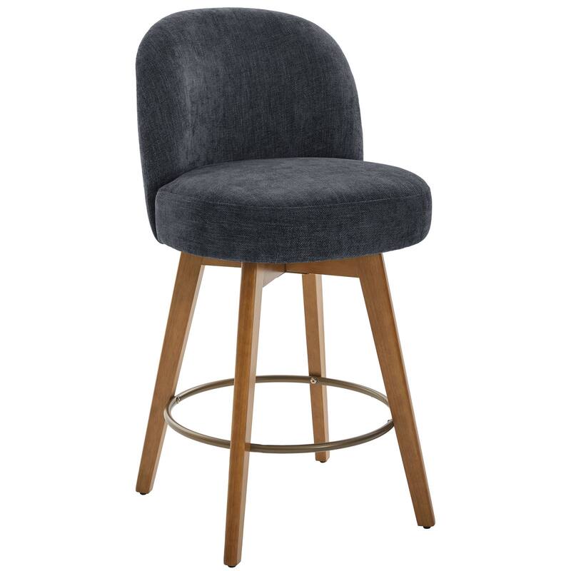 Fabric Upholstered Counter Height Swivel Bar Stools - 37.8"H x 19.7"W x 23.2"D