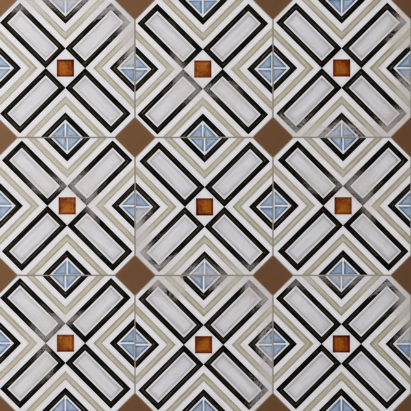 Merola Tile Vaudeville Octagon Deco Ritter with Taco Marron