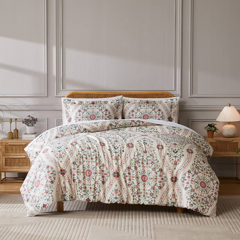 Kashmir 300 Thread Count Cotton 3-piece Duvet Cover Set - King - 3 Piece