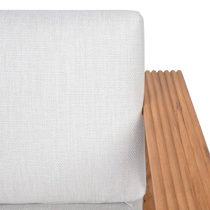 SAFAVIEH Couture Saint Lucia Reeded Teak Wood Patio Loveseat