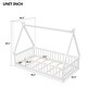 preview thumbnail 4 of 8, Modern Twin Size Pine Wood Tent-Shaped Floor Bed Frame, Teepee Bed with Guardrails & Slats for Kids Girls Boys, White