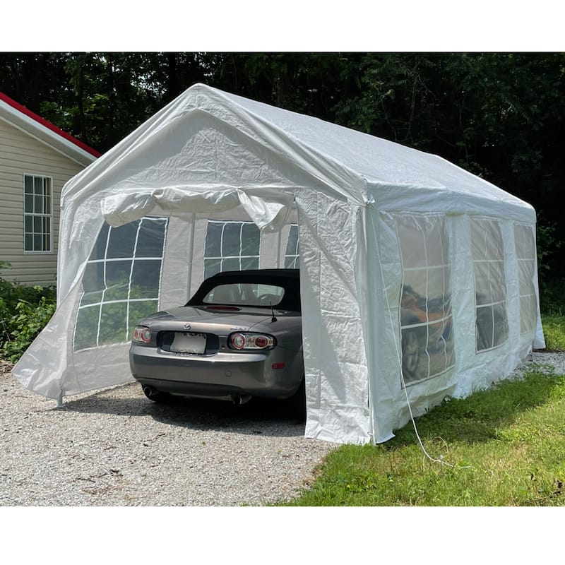 ALEKO 10x20 feet Outdoor White Gazebo Canopy Tent with Sidewalls