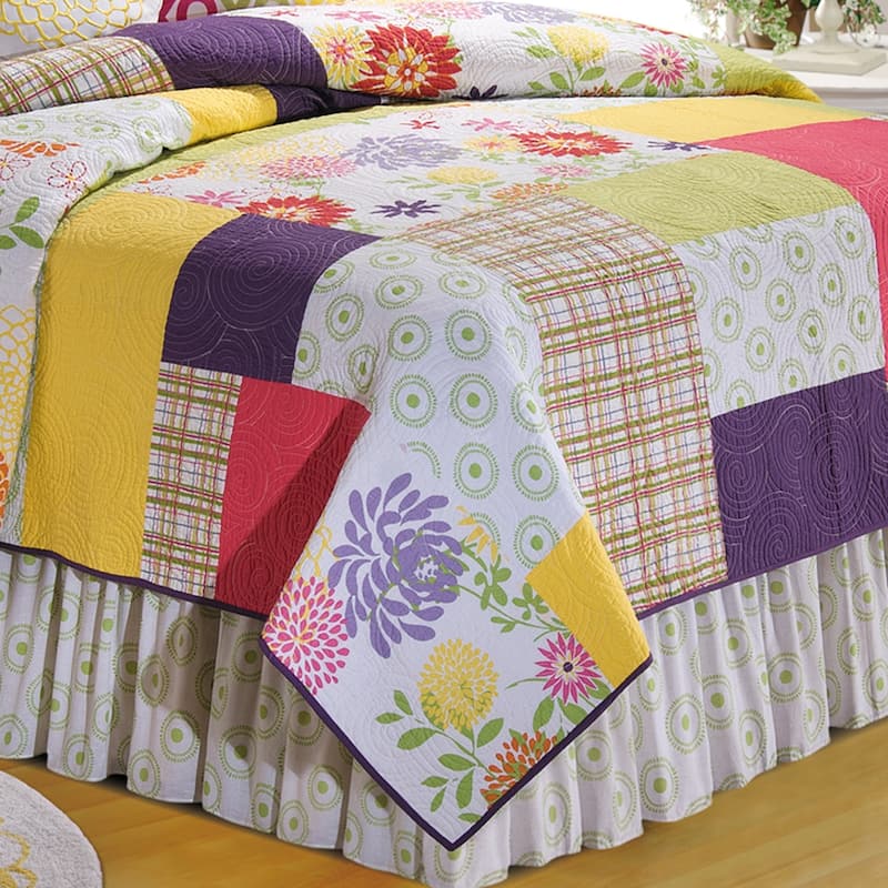 Macie Twin Quilt 100% Cotton Lightweight Machine Washable Reversible Bedspread Coverlet