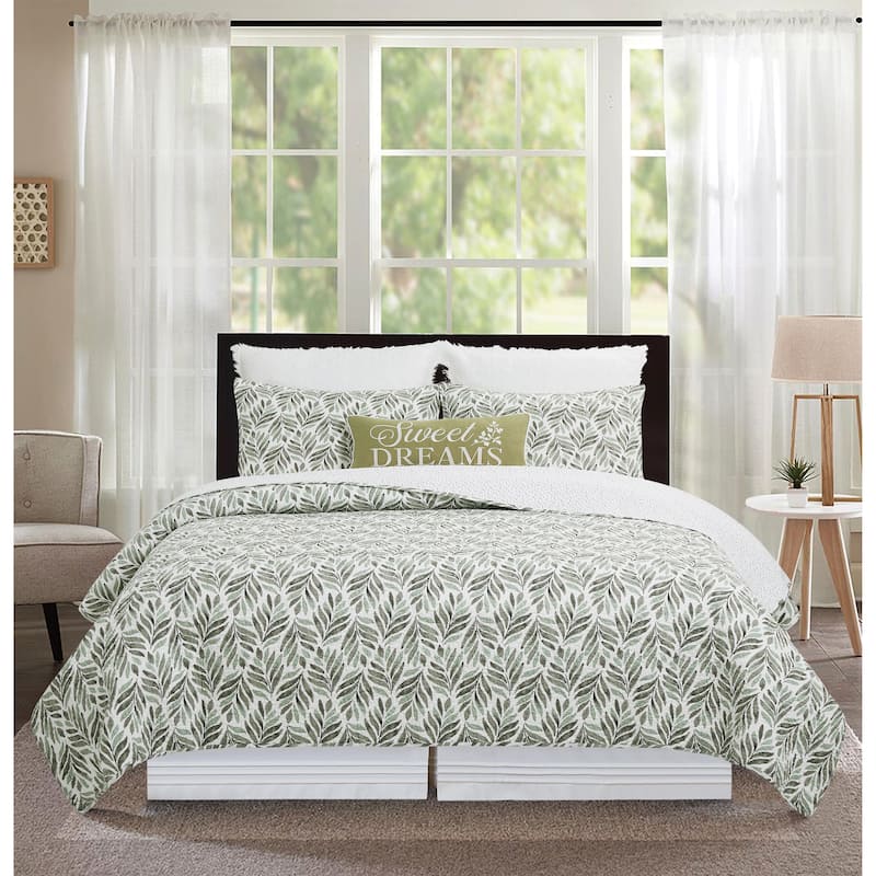 Blair Cotton Botanical Quilt Set - Reversible and Machine Washable