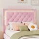 preview thumbnail 5 of 19, Velvet Upholstered Platform Bed with Soft Tufted Headboard, Kids Bedroom Twin Platform Bed with LED Light for Night's Sleep