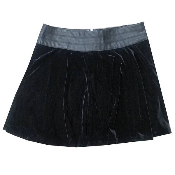Shop Tractr Pleated High Waist Velvet Midi Skirt Flare Black