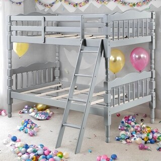 Classic Rectangular Design Twin over Twin Bunk Bed-Blue