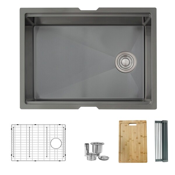 25 L x 19 W-inch Undermount Single Bowl 16G Kitchen Sink Workstation with Accessories Included. Opens flyout.