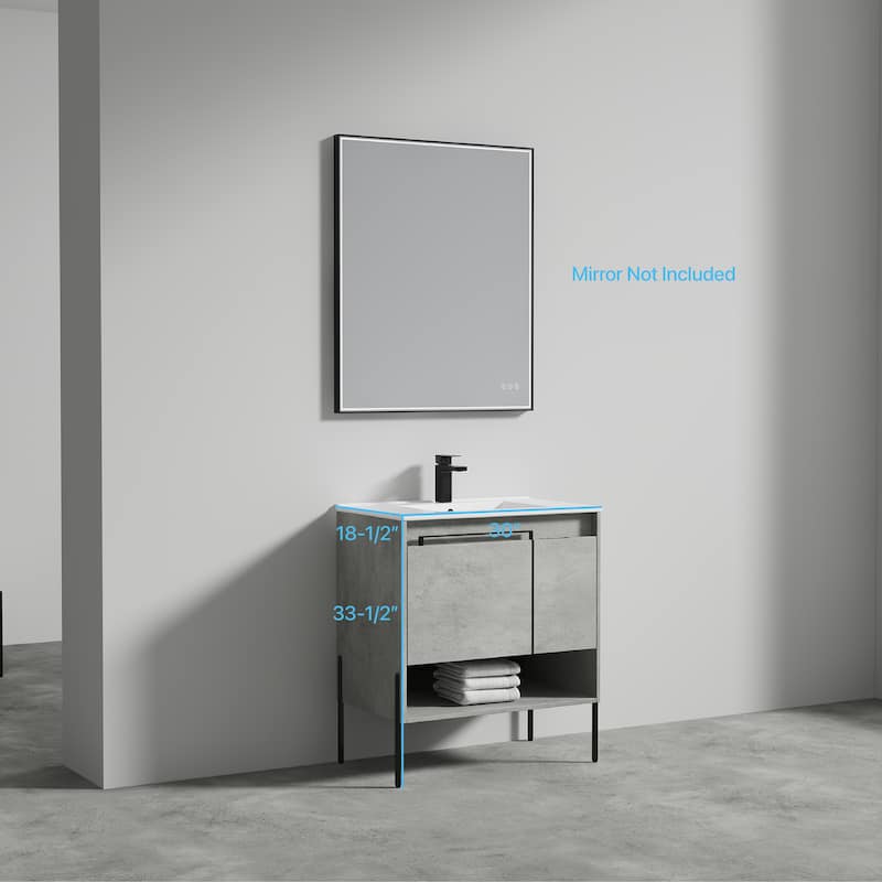 Blossom Turin 30 Inch Freestanding Bathroom Vanity with Ceramic Sink