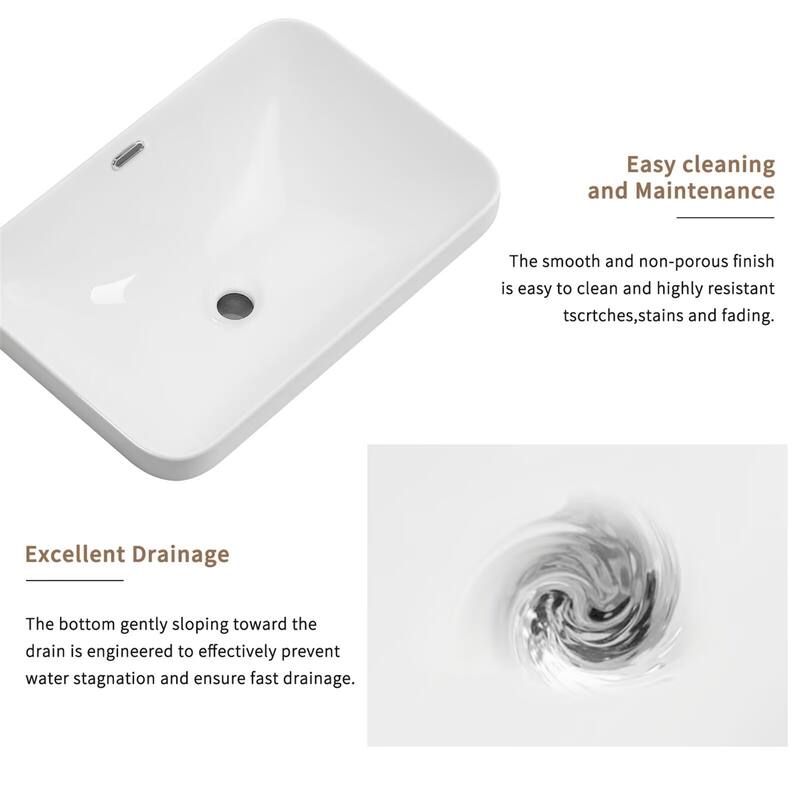 Ceramic Undermount Bathroom Sink White Porcelain Vessel Basin